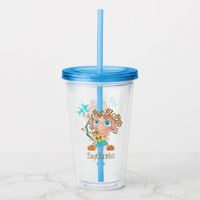 Cute Sagittarius Kid Acrylic Tumbler (Front)