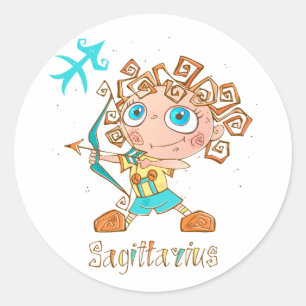 Cute Sagittarius Kid Classic Round Sticker