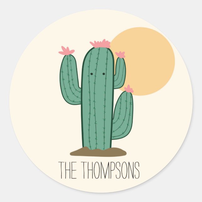 Cute Saguaro Cactus Envelope Seals Stickers (Front)