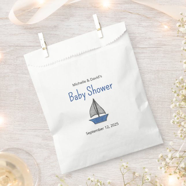Cute Sailboat Nautical Baby Boy Couples Shower Favour Bags (Clipped)