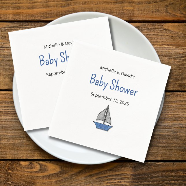 Cute Sailboat Nautical Baby Boy Couples Shower Napkin (Creator Uploaded)