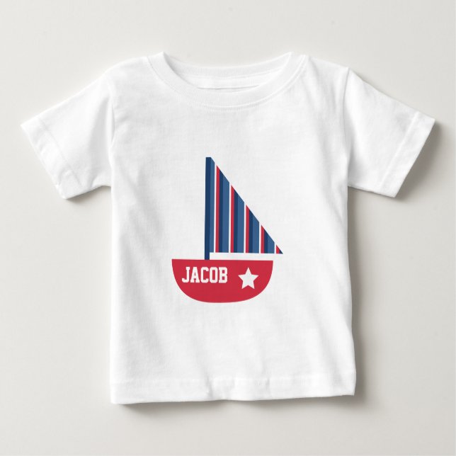 Cute Sailboat Nautical For Baby Boy T-Shirt (Front)