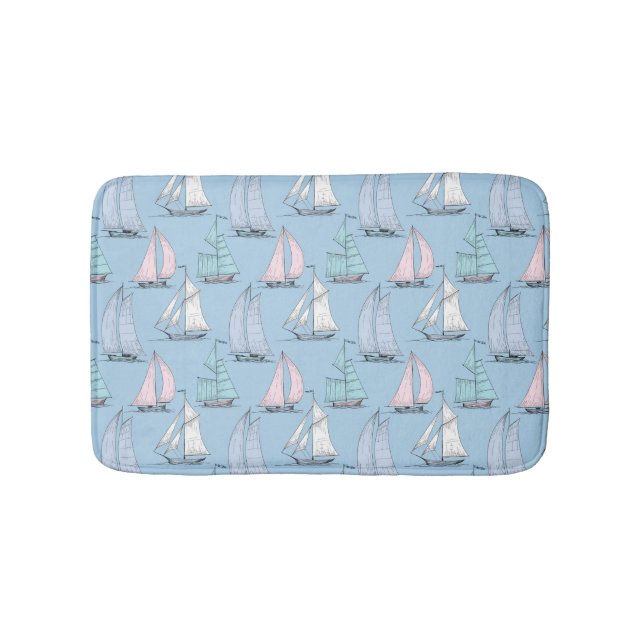 Cute Sailboat Pattern 1 Bath Mat (Front)