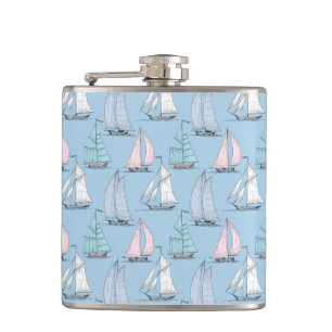 Cute Sailboat Pattern 1 Hip Flask