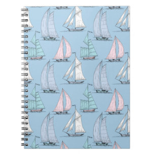Cute Sailboat Pattern 1 Spiral Notebook