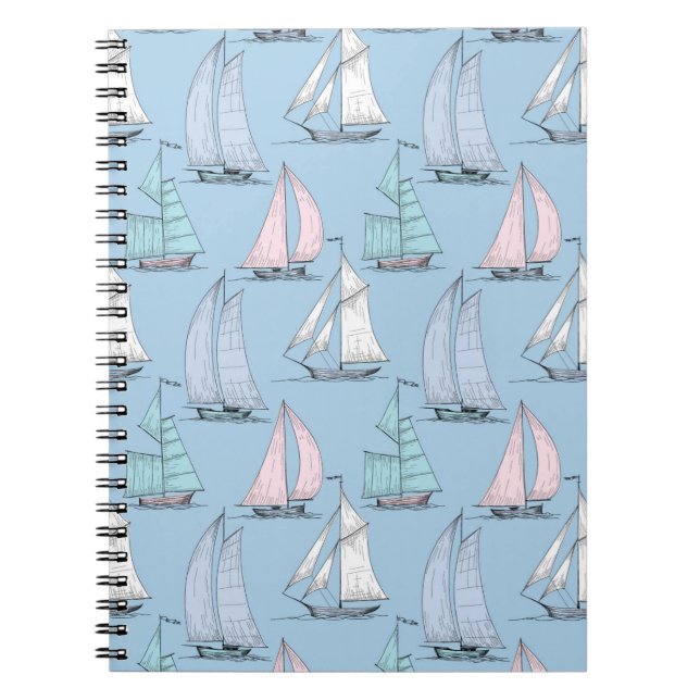 Cute Sailboat Pattern 1 Spiral Notebook (Front)