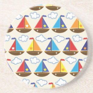 Cute Sailboat Pattern 2 Coaster