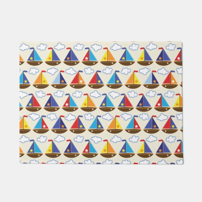 Cute Sailboat Pattern 2 Doormat (Front)