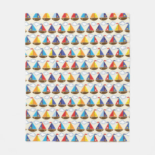 Cute Sailboat Pattern 2 Fleece Blanket
