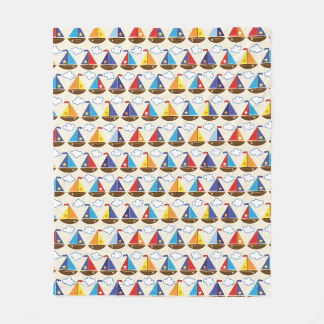Cute Sailboat Pattern 2 Fleece Blanket (Front)