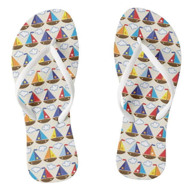 Cute Sailboat Pattern 2 Jandals (Footbed)