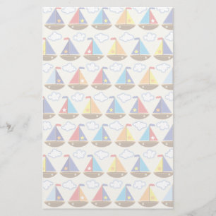 Cute Sailboat Pattern 2 Stationery
