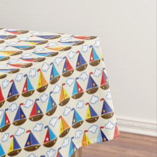Cute Sailboat Pattern 2 Tablecloth