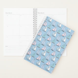 Cute Sailboat Pattern   Monogram Planner
