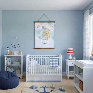 Cute sailor bear baby   hanging tapestry