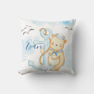Cute sailor bear baby personalised cushion