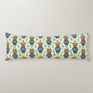 Cute Sailor Bear Pattern With Navy Stripes Body Cushion