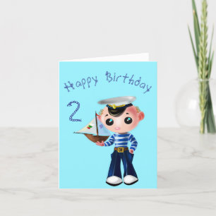 Cute Sailor Boy Birthday Card - Customisable