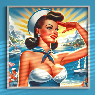 Cute Sailor Nautical Pin-up Poster