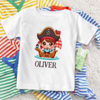 Cute Sailor Pirate Kid and Pirate Ship