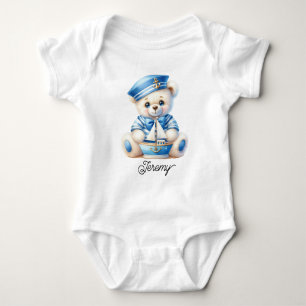 Cute Sailor Teddy Bear Baby Bodysuit