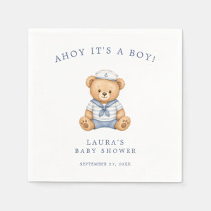 Cute Sailor Teddy Bear Nautical Baby Boy Shower  Napkin