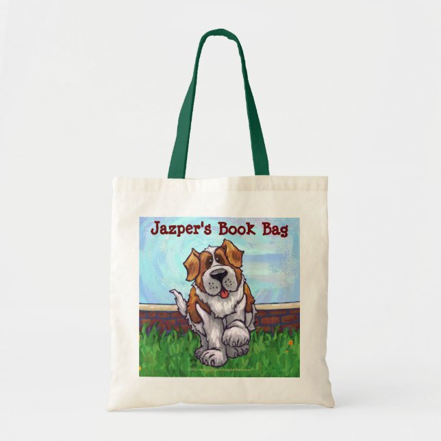 Cute Saint Bernard Book Bag (Front)