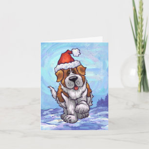 Cute Saint Bernard Dog Holiday Card