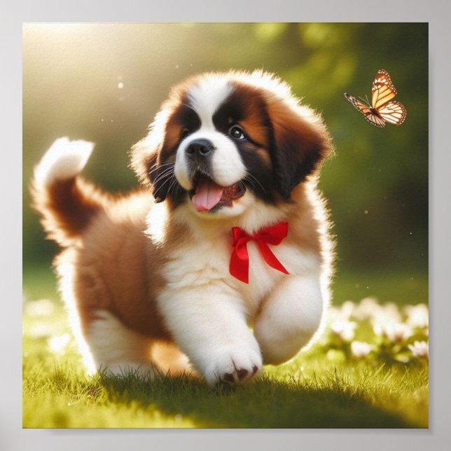 cute Saint Bernard puppy Poster (Front)
