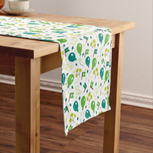 Cute Saint Patrick's Day Green Balloons Flags Fun Short Table Runner
