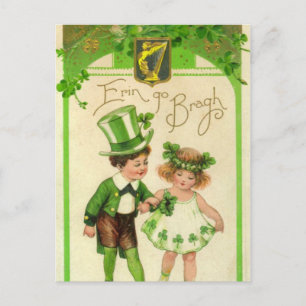Cute Saint Patrick's day lad lass Holiday Postcard