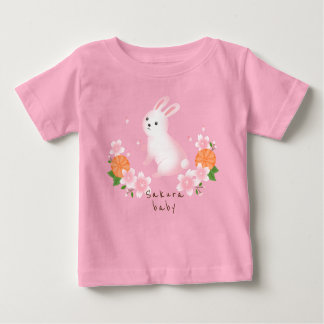 Cute Sakura and White Rabbit Pink Japanese Style c Baby T-Shirt