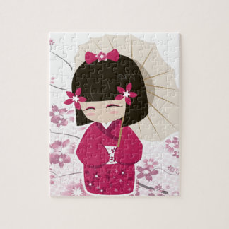 Cute Sakura Kokeshi Doll Jigsaw Puzzle