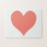 Cute Salmon Heart Jigsaw Puzzle<br><div class="desc">A cute heart shape in salmon,  a shade of red. You can change the background colour.</div>