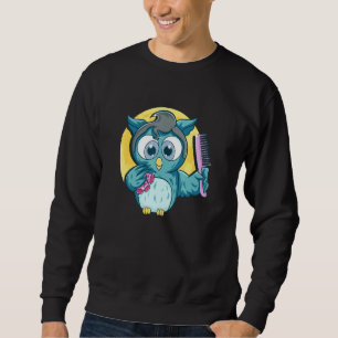 Cute Salon Owl Comb Haircut Hairdresser Hairstylis Sweatshirt