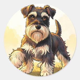 Cute Salt and Pepper Schnauzer Puppy Classic Round Sticker