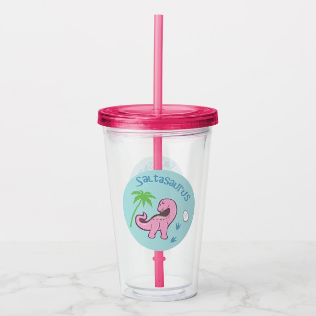 Cute Saltasaurus Acrylic Tumbler (Front)
