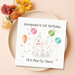 Cute Samoyed Dog Birthday Party Napkin
