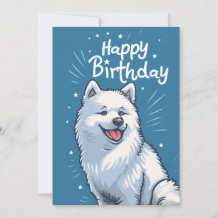 Cute Samoyed Happy Birthday Holiday Card