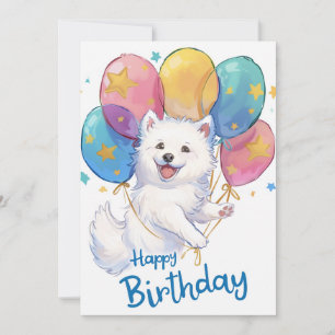 Cute Samoyed Happy Birthday Holiday Card
