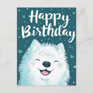 Cute Samoyed Happy Birthday Postcard