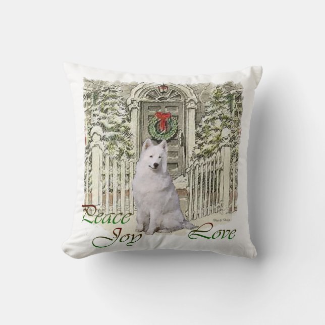 Cute Samoyed Lovers Christmas Cushion (Front)