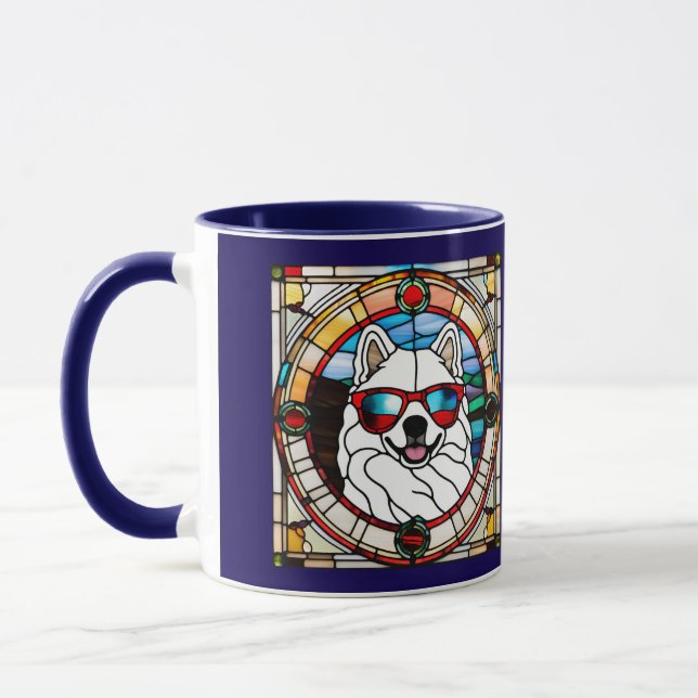 Cute Samoyed Stained glass Coffee Mug (Left)