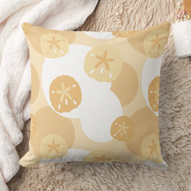 Cute Sand Dollar Coastal Print Beige White Pattern Cushion (Blanket)
