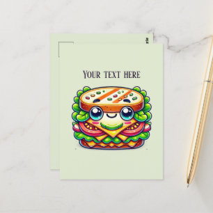 Cute sandwich lovers add text postcard