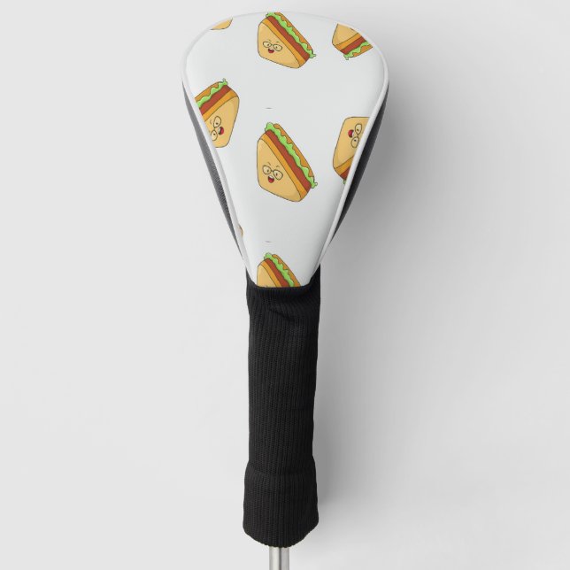 Cute sandwiches food character pattern golf head cover (Front)