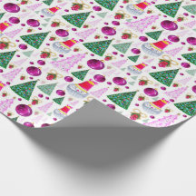 Cute Santa and Christmas Trees Watercolor Pattern