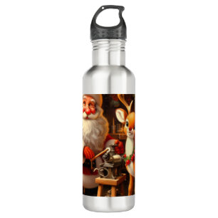 Cute Santa and Reindeer 710 Ml Water Bottle
