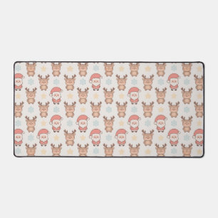 Cute Santa and Reindeer Pattern Desk Mat