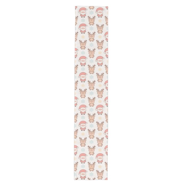 Cute Santa and Reindeer Pattern Medium Table Runner (Front)